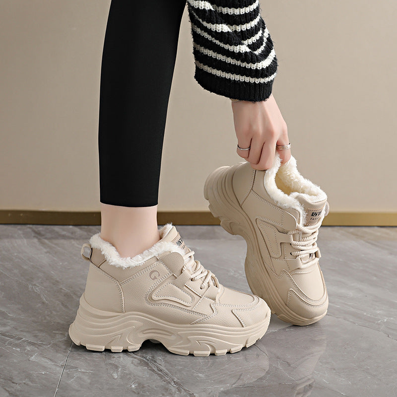 Damen High-Top Sneaker Winterlich Weich Fleece Innenleben