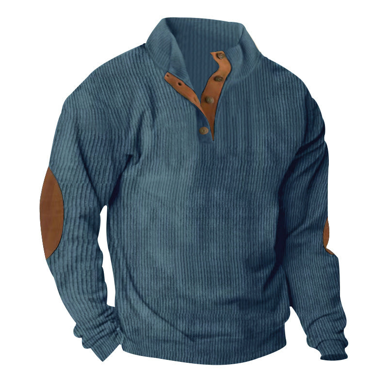 Herren Pullover Modern Leder Detail Elegante Optik