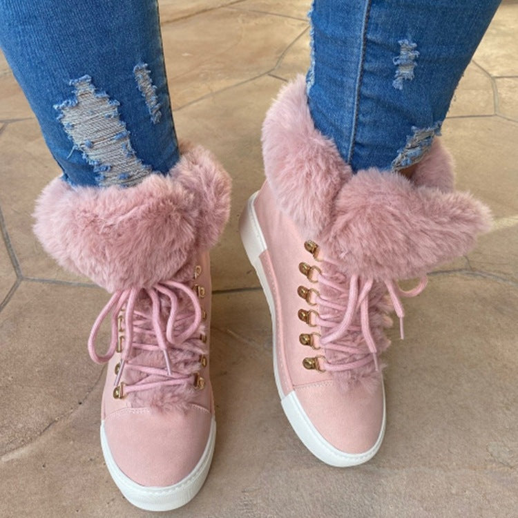 Damen Sneaker High-Top Sportlich Flauschig Winter - BerlinGlamour