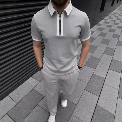 Herren Polohemd Modern Reißverschluss Stylischer Kragen