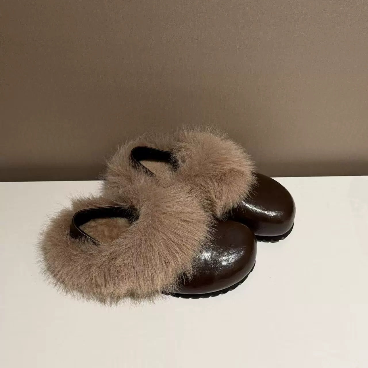 Damen Clogs Warm Fellkragen Rutschfest Winter