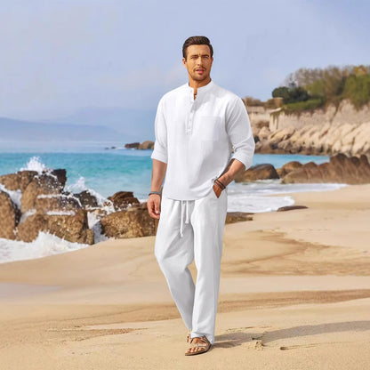Herren Sommeranzug Lässig Elegant mit Elastischem Bund