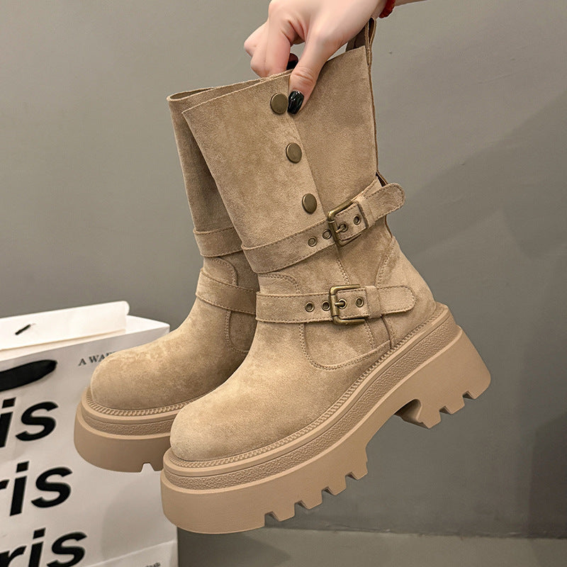 Damen Stiefeletten Schnalle Rutschfest Schuhe Winter - BerlinGlamour