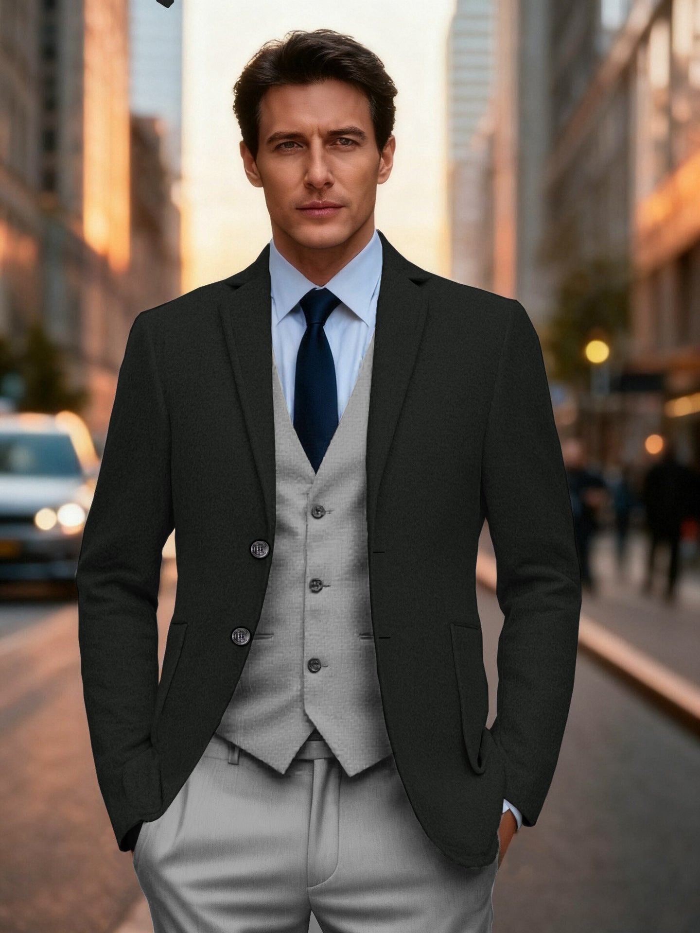 Herren Blazer Einreihig Klassisch Slim Fit