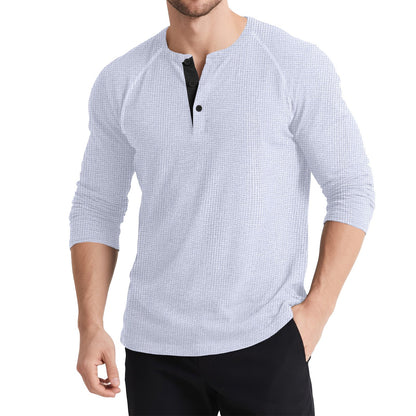 Herren Langarmshirt Knopfleiste Strukturiert Modern Berlin