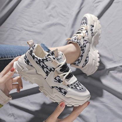 Damen Sneaker Chunky Komfortabel Karomuster