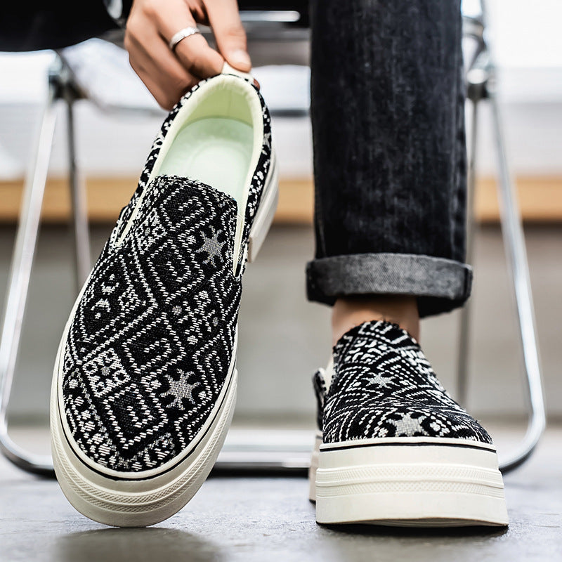 Damen Sneaker Slip-On Modisch Gewebt Einzigartig