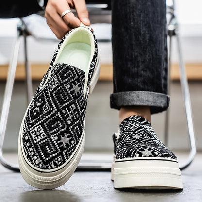 Damen Sneaker Slip-On Modisch Gewebt Einzigartig
