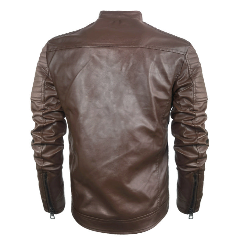 Herren Lederjacke Bikerstil Steppoptik Schwarz