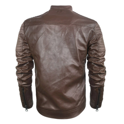 Herren Lederjacke Bikerstil Steppoptik Schwarz