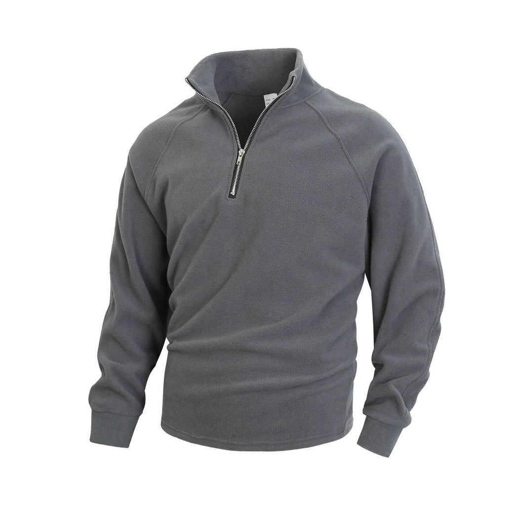 Herren Fleece-Pullover Reißverschluss Kragen Hoch Modern