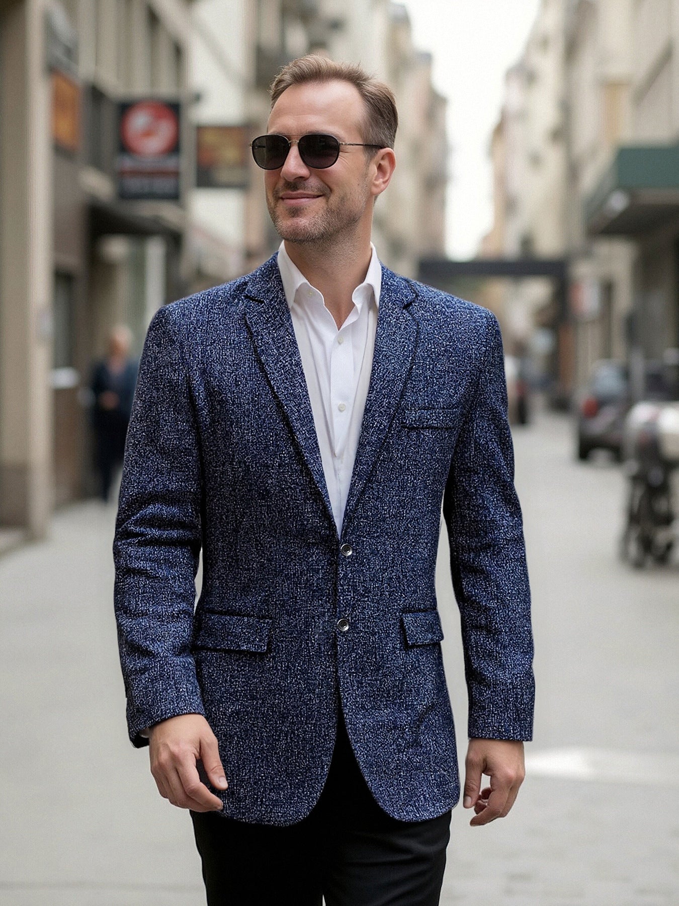 Herren Blazer Elegant Strukturiert Freizeitjacke Modern