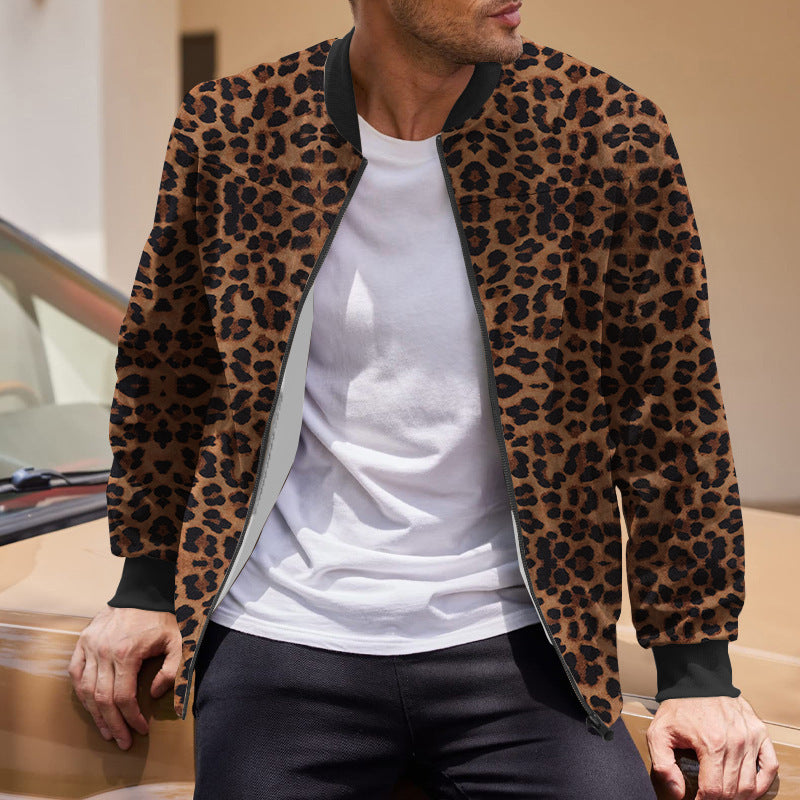 Herren Bomberjacke Leopardenmuster Modern Stylish