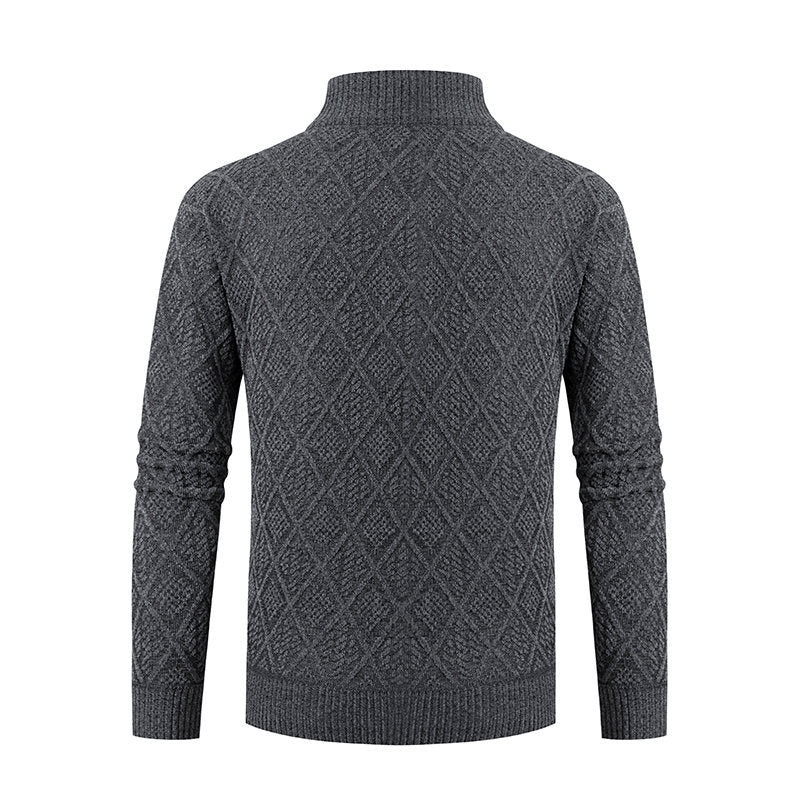 Herren Strickjacke Rautenmuster Modern Zipper