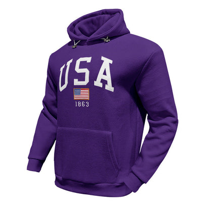 Herren Kapuzenpullover USA Print Kapuze Tasche