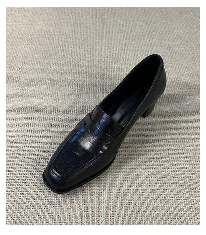 Damen Leder Loafers Elegant mit Riemen Schmuck