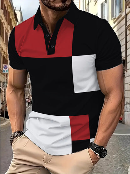 Herren Poloshirt Modern atmungsaktiv Blockdesign
