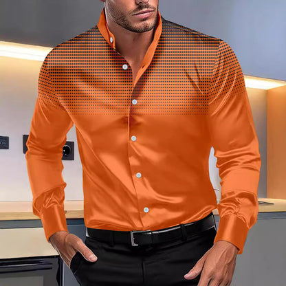Herren Langarmhemd Modern Punktmuster Slim Fit