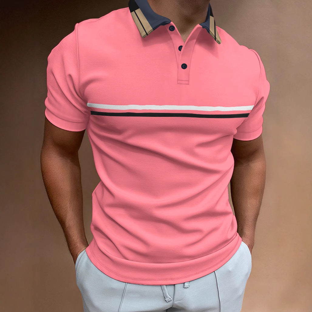 Herren Polohemd Kurzarm Streifen Elegant Modern
