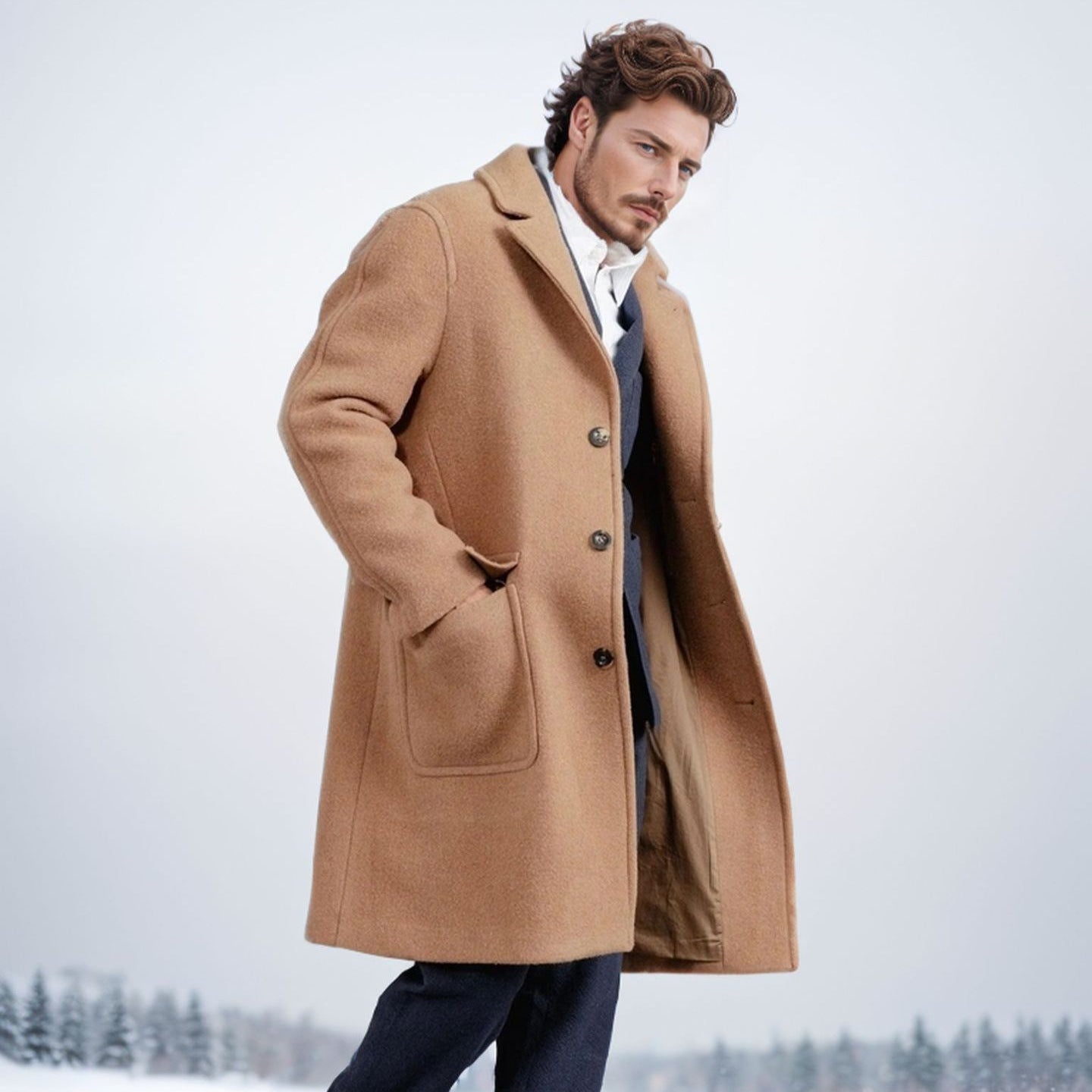 Herren Lammfellmantel Eleganter Wintermantel Lang - BerlinGlamour