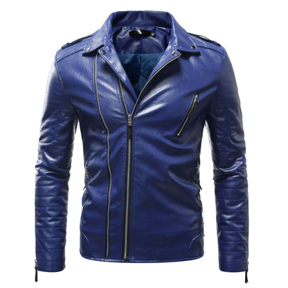 Leder Bikerjacke Herren Schwarz mit Reißverschluss