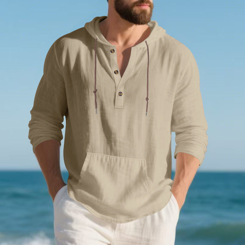 Herren Kapuzenshirt Lässig Mit Knopfleiste Trendy - BerlinGlamour