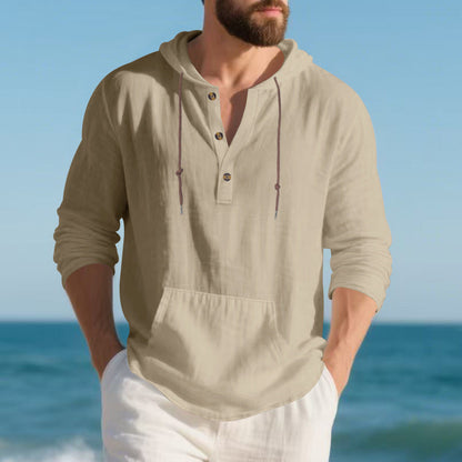 Herren Kapuzenshirt Lässig Mit Knopfleiste Trendy - BerlinGlamour