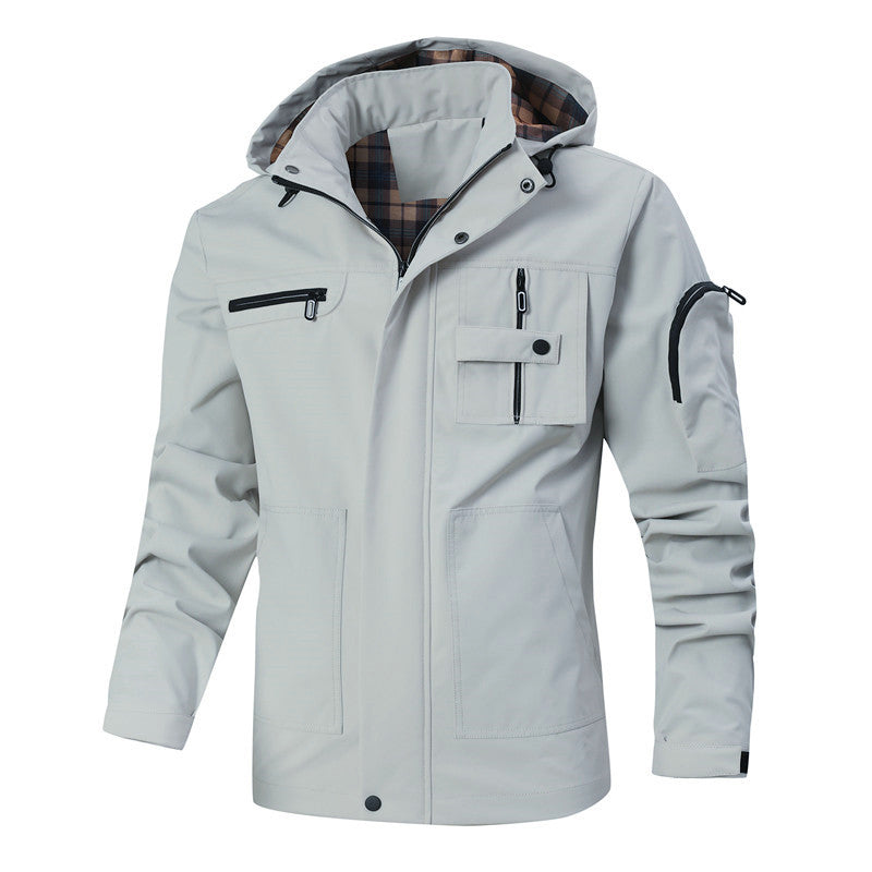 Herren Outdoor-Jacke Funktionell Wasserdicht Mit Taschen