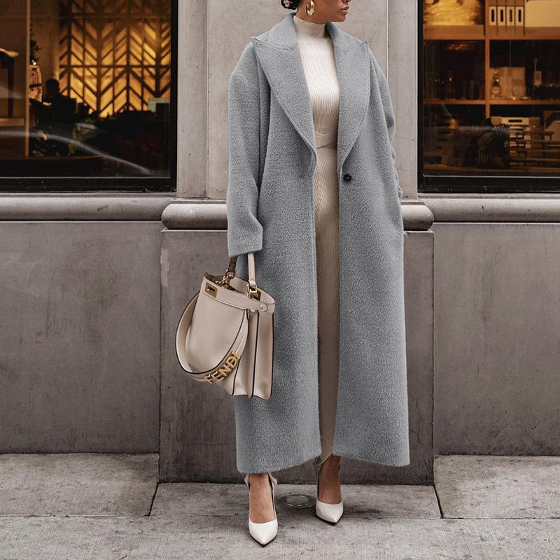 Damen Wollmantel Slim Fit Elegant Lang