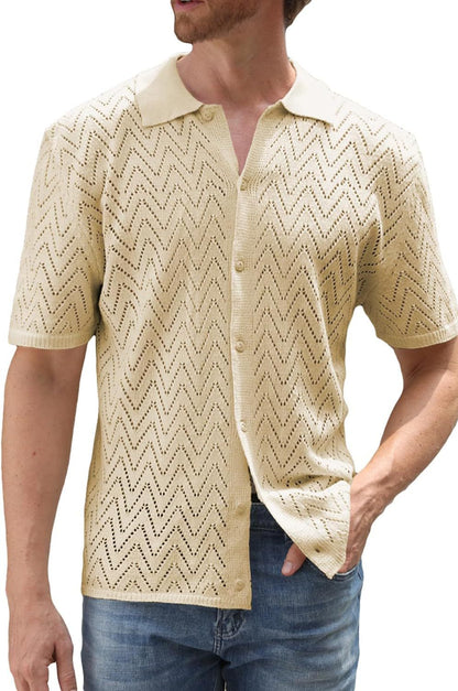 Herren Strickshirt Kurzarm Modern Sportlich