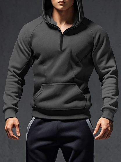 Herren Hoodie Sportlich Halbzipp Reißverschluss