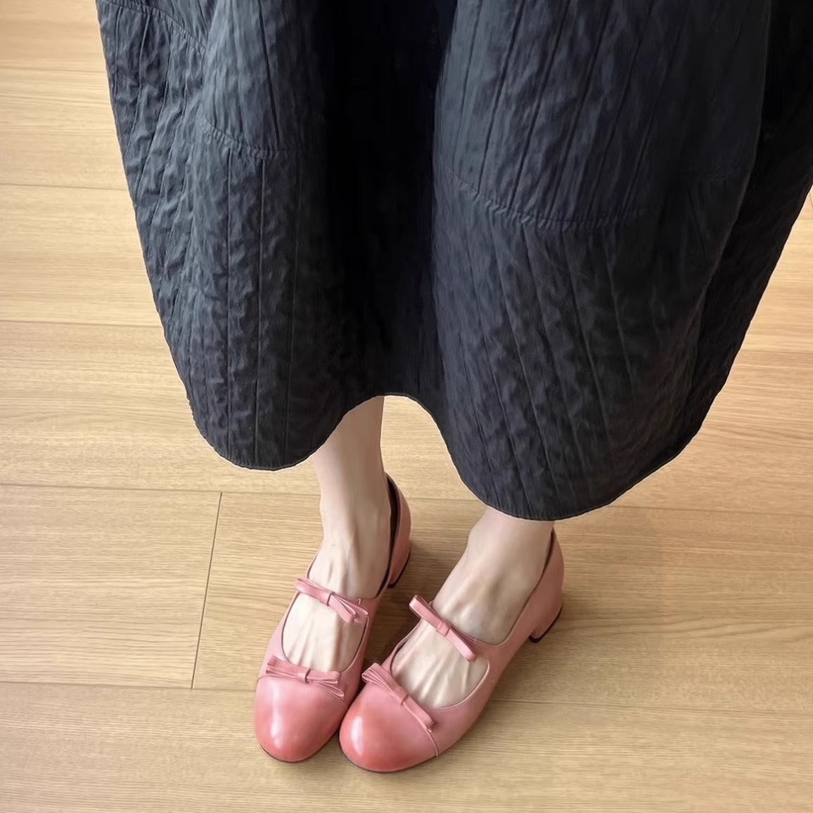 Damen Ballerinas Bequem Schleifen Detail