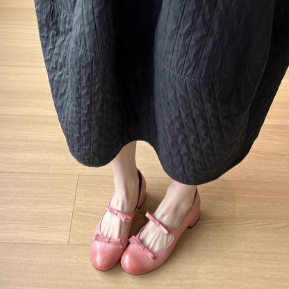 Damen Ballerinas Bequem Schleifen Detail