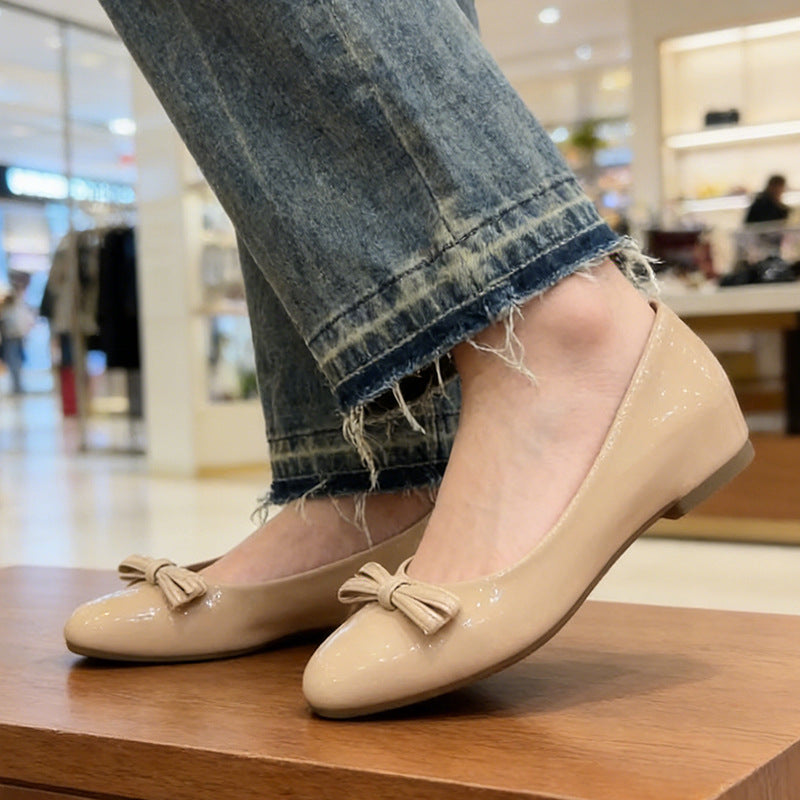 Damen Ballerinas Klassisch mit Schleifendetail Elegantes Design