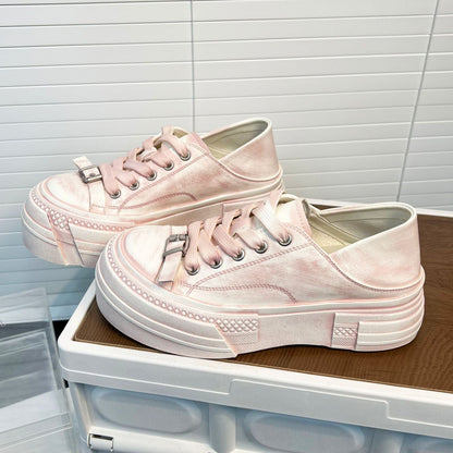 Damen Sneaker Plateau Stiletto Schuhe mit Schnürung