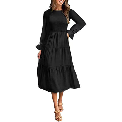 Elegantes Maxikleid Rüschen Damenkleid Lang
