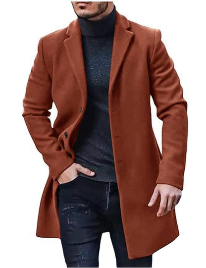 Herren Wollmantel Elegent Zeitlos Schwarzer Wintermantel
