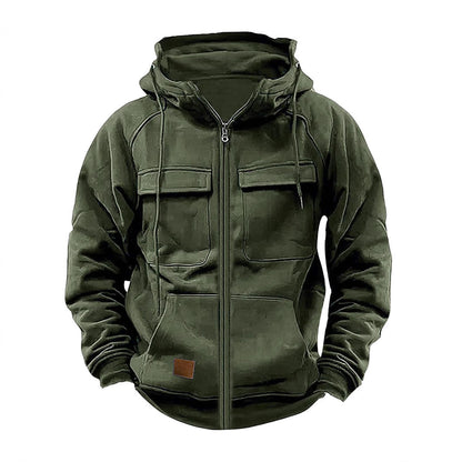 Herren Kapuzenjacke Fleece Warm mit Taschen