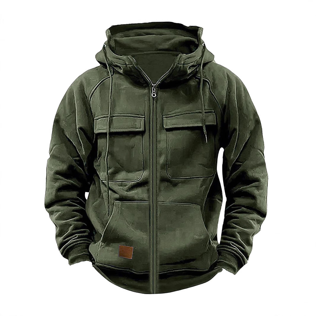 Herren Bomberjacke Modern mit Taschen und Verstellbarem Kragen
