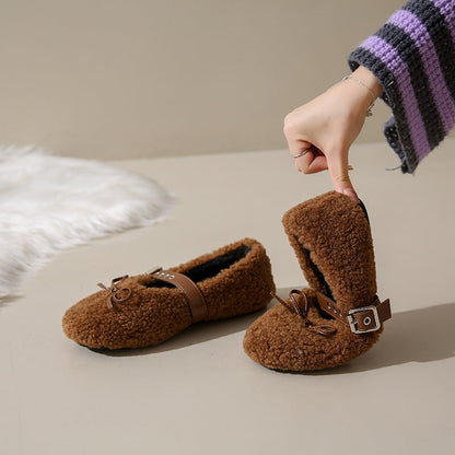 Damen Ballerinas Weich Bequem mit verstellbarem Riemen