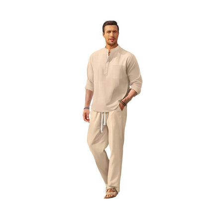 Herren Sommeranzug Lässig Elegant mit Elastischem Bund