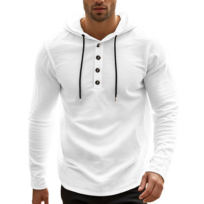 Herren Sport Hoodie Mit Kängurutasche und Knöpfen
