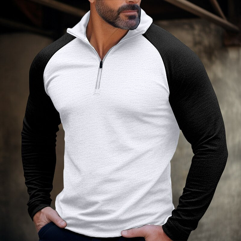 Herren Sportpullover Langarm mit Reißverschluss Ergonomisch