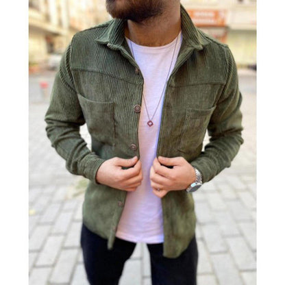 Herren Cordjacke Lässig Grün Braun Modern