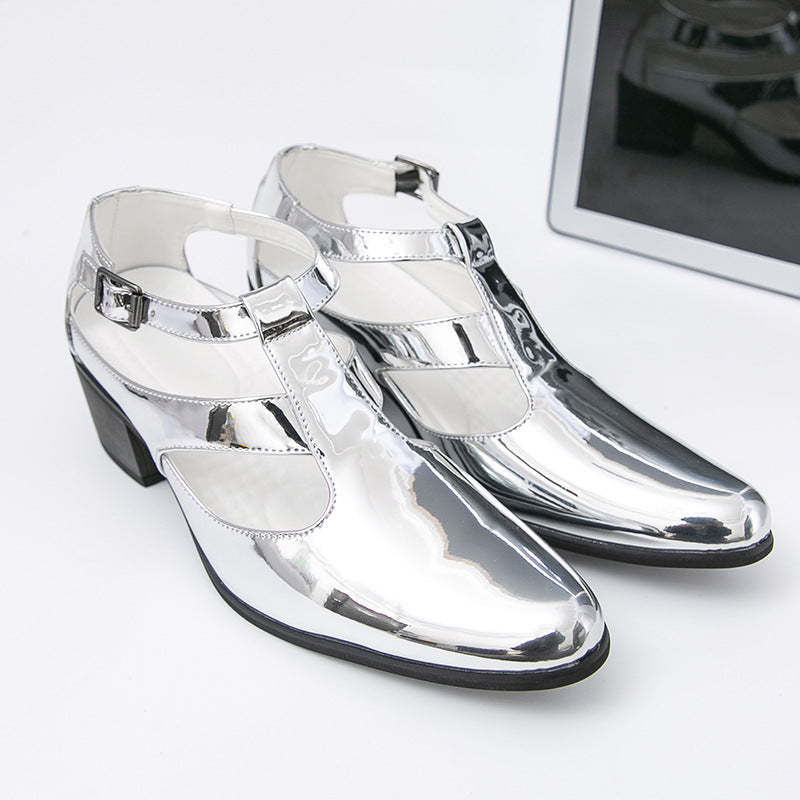 Damen High Heels Metallic Schuhe mit Riemen Elegant