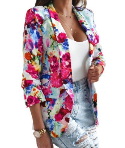 Damen Blazer Elegant Floral Modern