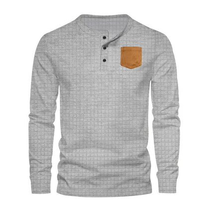 Herren Langarmshirt Leder Look Strukturiert Modern