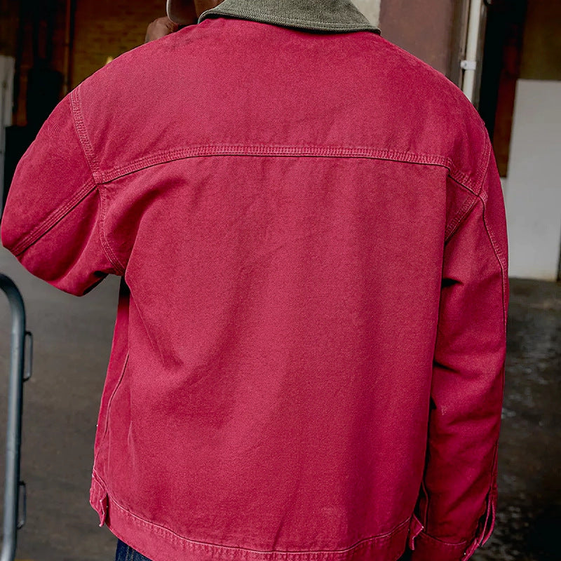 Herren Jacke Baumwoll Lässig Mit Kragen Und Taschen