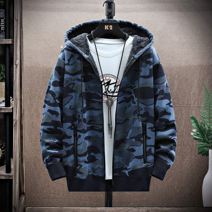 Herren Kapuzenjacke Lässig Warm Mit Strukturmuster