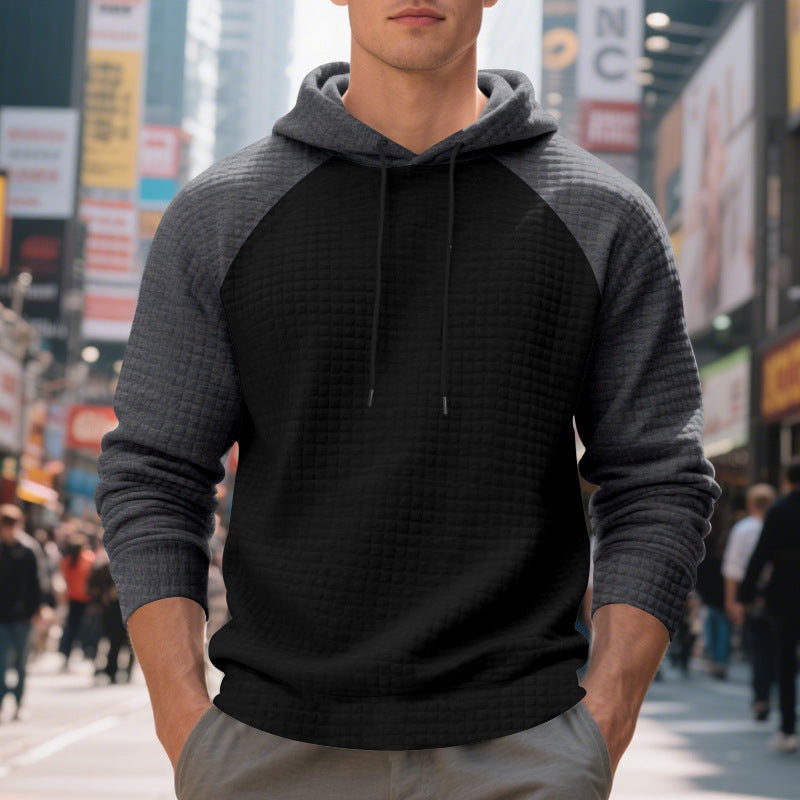 Herren Kapuzenpullover Struktur Optik Farbblock